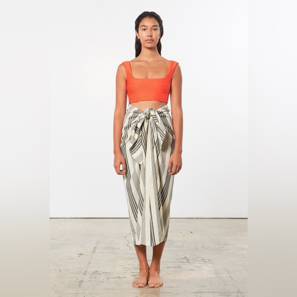 NWT Mara Hoffman Izzi Sarong-style Skirt black / cream Small Old Money luxury
